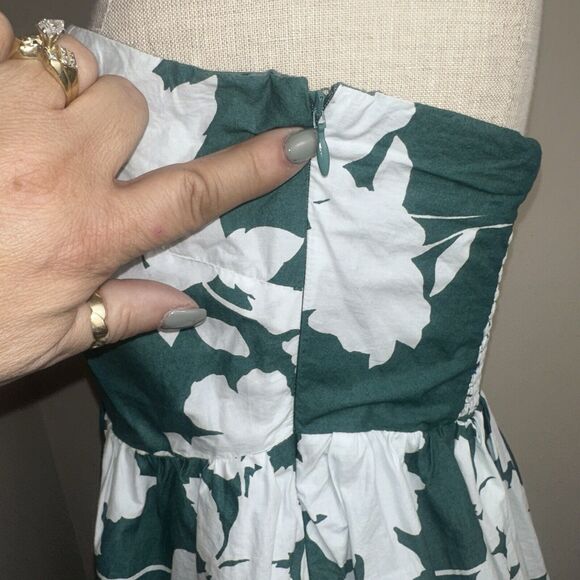 NEW Cynthia Rowley Green White Floral Print Strapless Midi Dress Size 12 NEW - Picture 4 of 9